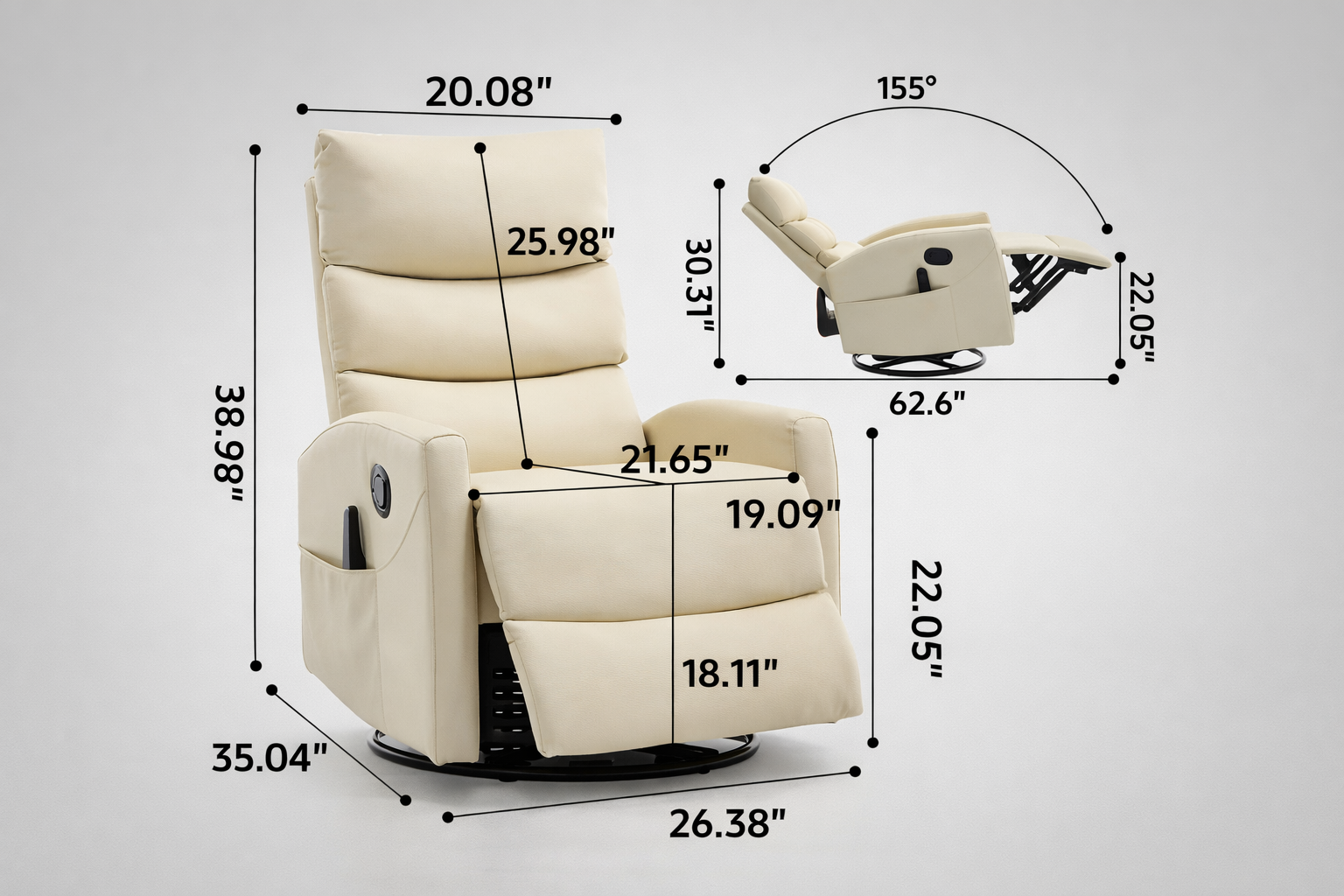Full Body Massage Manual Recliner 360 Swivel