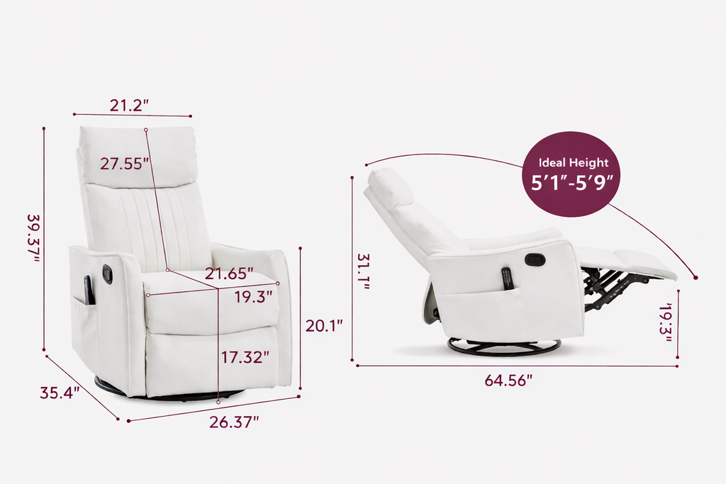 Manual Massage Recliner with Heat and 360° Swivel