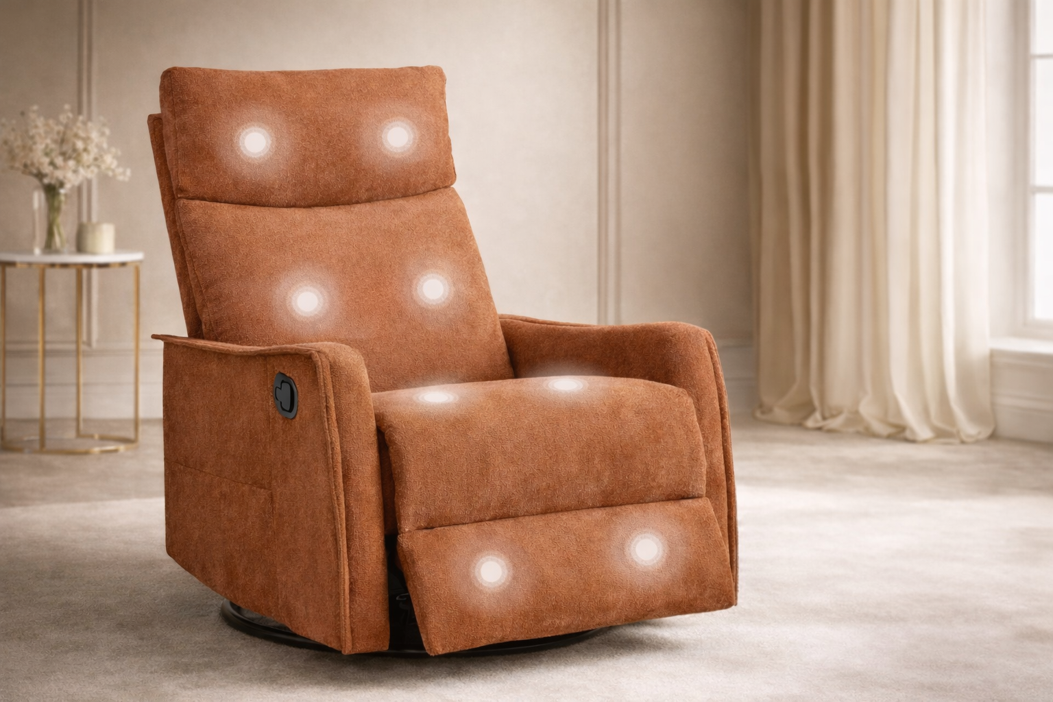 Manual Massage Recliner with Heat and 360° Swivel