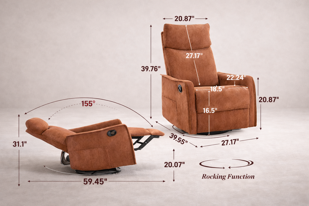 Manual Massage Recliner with Heat and 360° Swivel